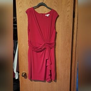 Elegant Red Draped Dress